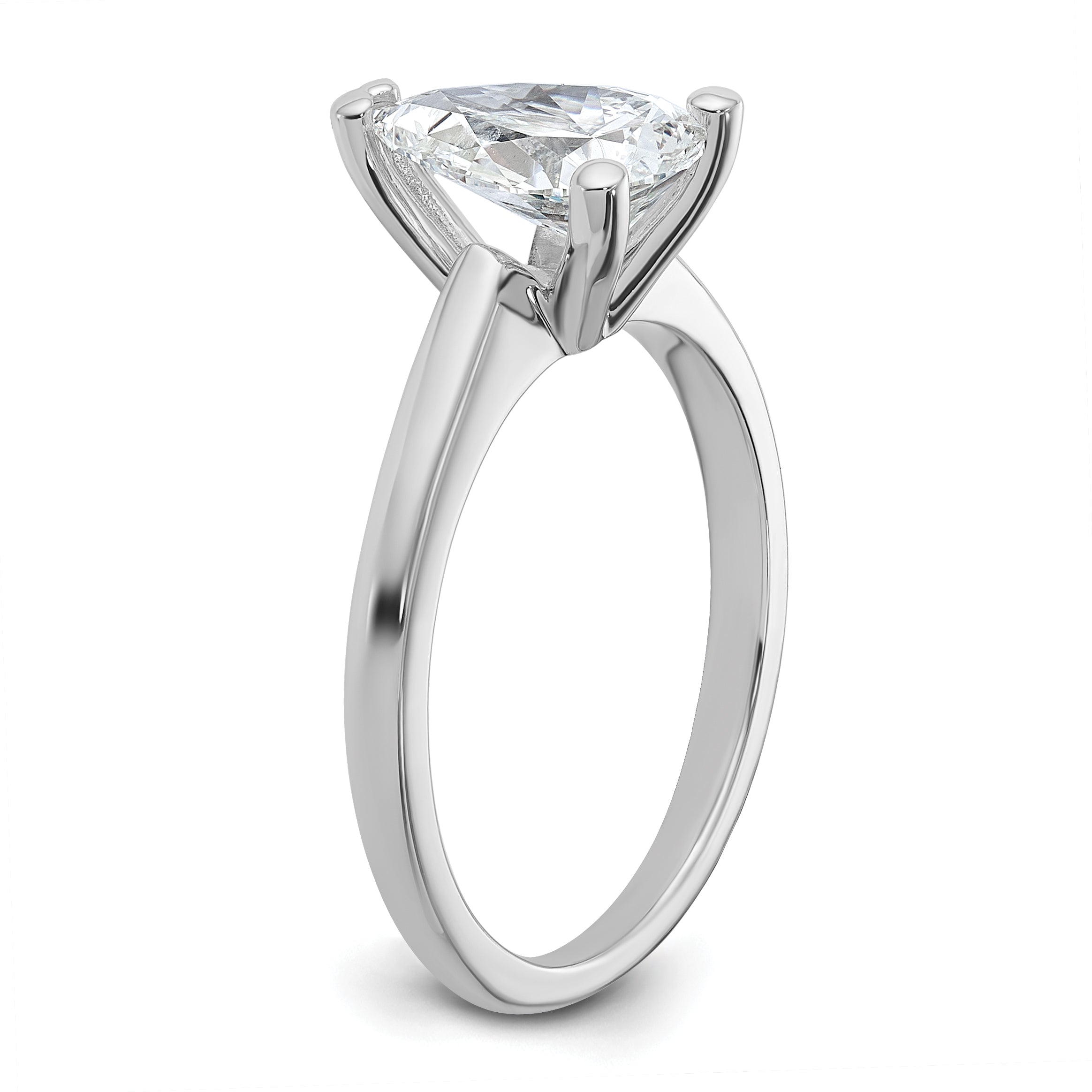 14k White Gold 1 1/2 carat Certified Lab Grown Diamond VS/SI+ G+ Pear Solitare Complete Engagement Ring