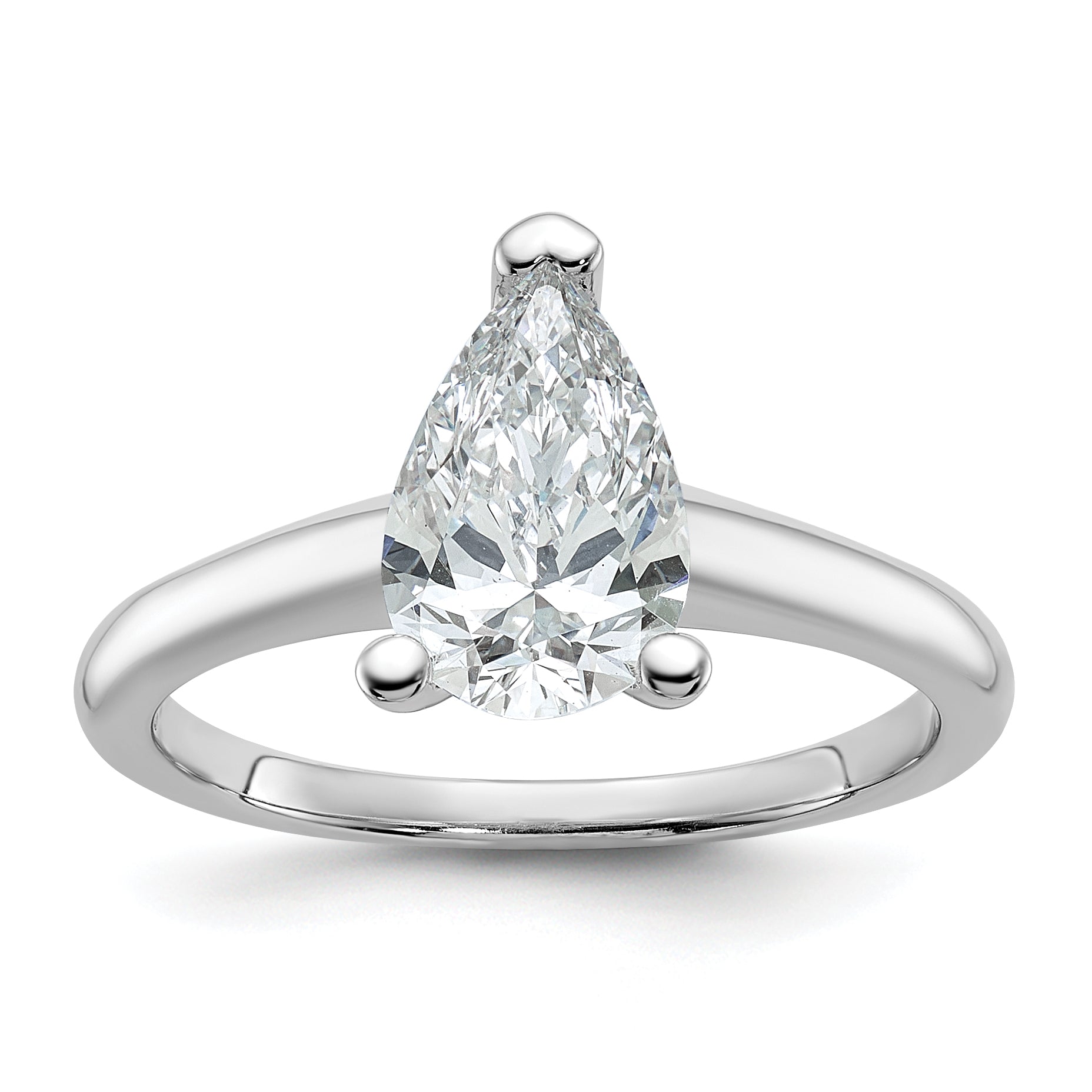 14k White Gold 1 1/2 carat Certified Lab Grown Diamond VS/SI+ G+ Pear Solitare Complete Engagement Ring