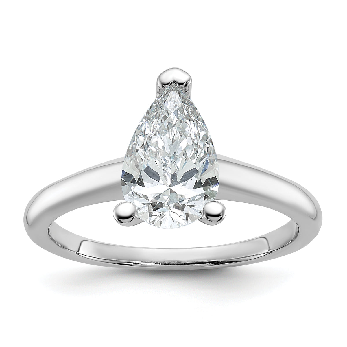 14k White Gold 1 1/2 carat Certified Lab Grown Diamond VS/SI+ G+ Pear Solitare Complete Engagement Ring