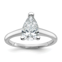 14k White Gold 1 1/2 carat Certified Lab Grown Diamond VS/SI+ G+ Pear Solitare Complete Engagement Ring