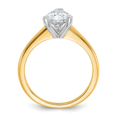 14k Two-tone 1 1/2 carat Certified Lab Grown Diamond VS+ F+ Pear Solitare Complete Engagement Ring