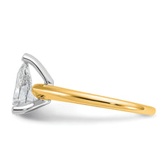 14k Two-tone 1 1/2 carat Certified Lab Grown Diamond VS+ F+ Pear Solitare Complete Engagement Ring