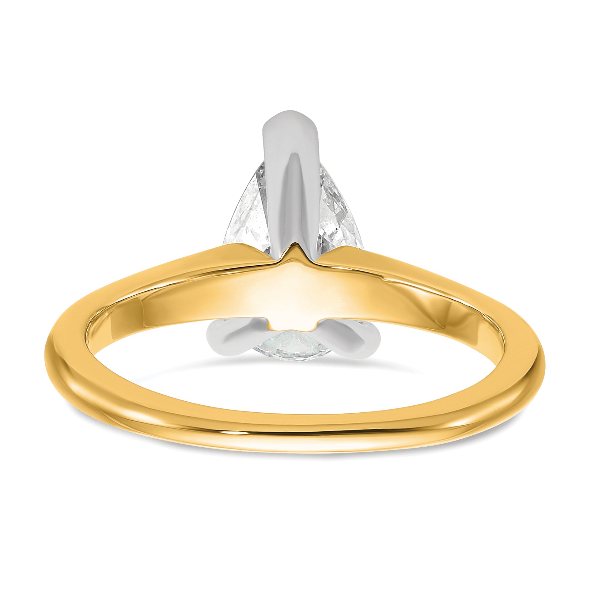 14k Two-tone 1 1/2 carat Certified Lab Grown Diamond VS+ F+ Pear Solitare Complete Engagement Ring