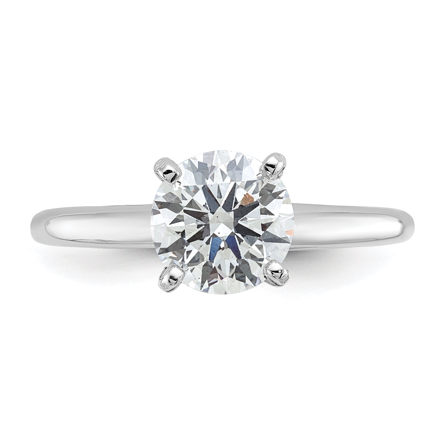 14k White Gold 1 1/2 carat Certified Lab Grown Diamond VS+ F+ Round Complete Solitaire Engagement Ring
