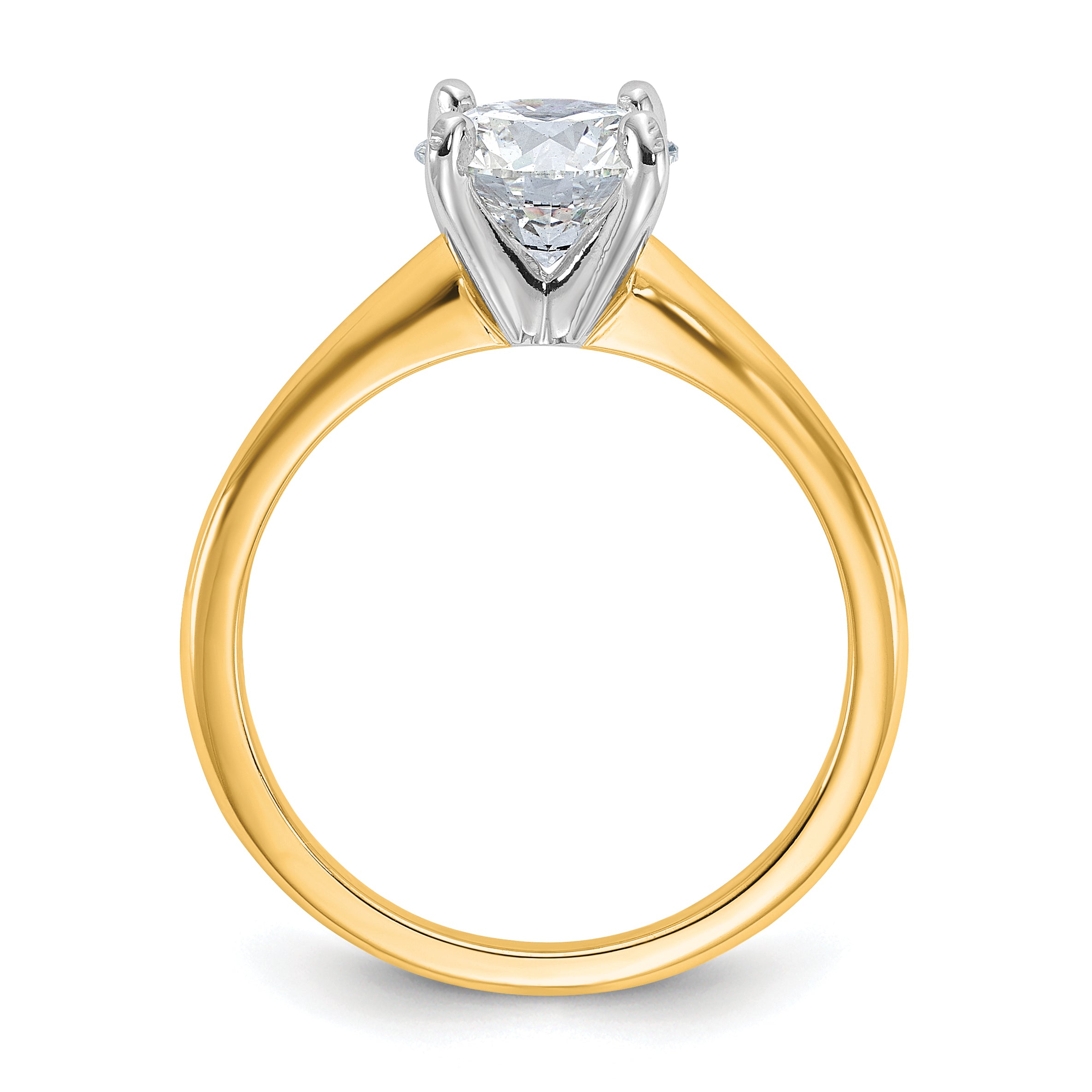 14k Two-Tone 1 1/2 carat Certified Lab Grown Diamond VS+ F+ Round Complete Solitaire Engagement Ring