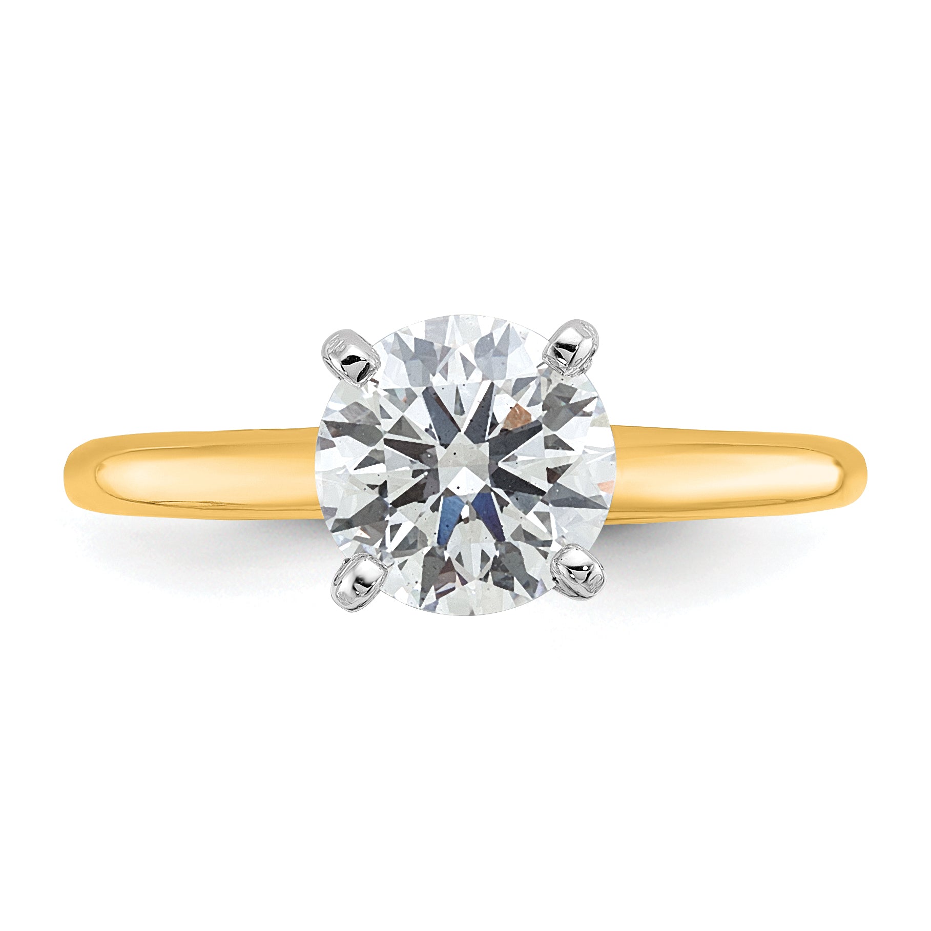 14k Two-Tone 1 1/2 carat Certified Lab Grown Diamond VS+ F+ Round Complete Solitaire Engagement Ring