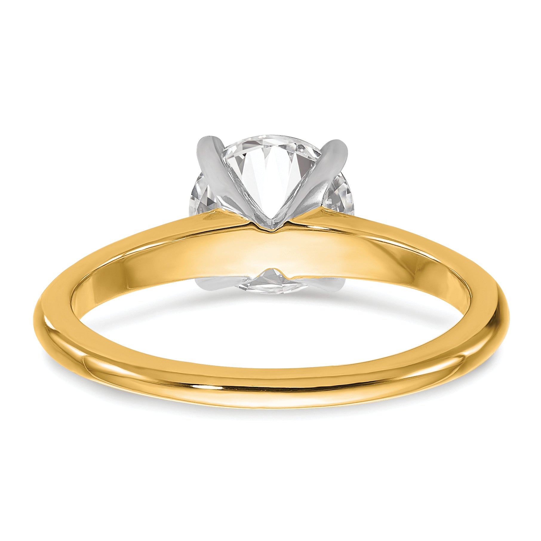 14k Two-Tone 1 1/2 carat Certified Lab Grown Diamond VS+ F+ Round Complete Solitaire Engagement Ring