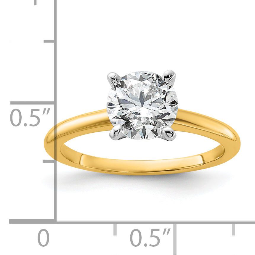 14k Two-Tone 1 1/2 carat Certified Lab Grown Diamond VS+ F+ Round Complete Solitaire Engagement Ring