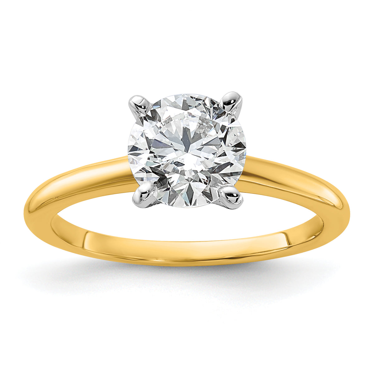 14k Two-Tone 1 1/2 carat Certified Lab Grown Diamond VS+ F+ Round Complete Solitaire Engagement Ring
