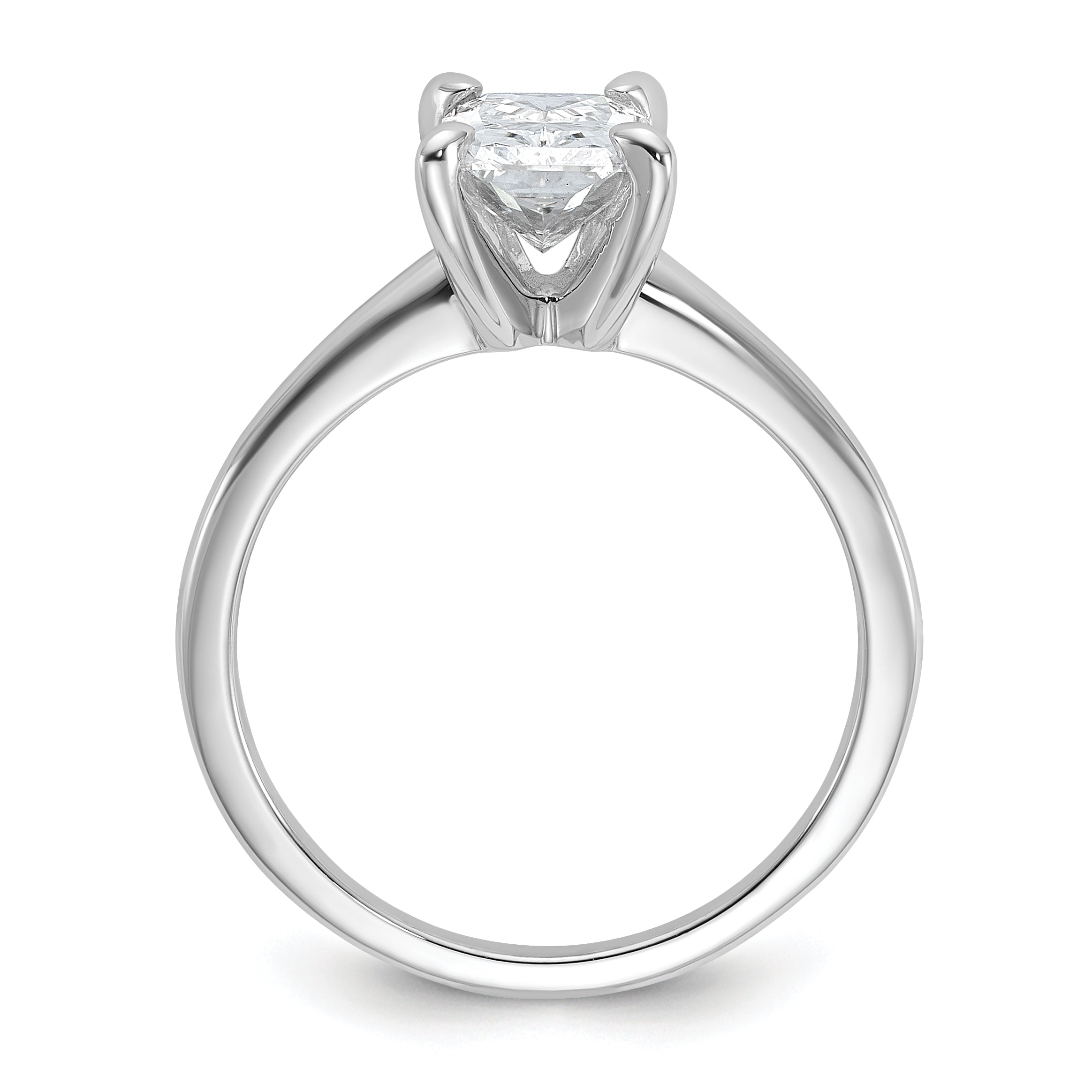 14k White Gold 1 1/2 carat Lab Grown Diamond VS/SI+ G+ Radiant Solitare Complete Engagement Ring