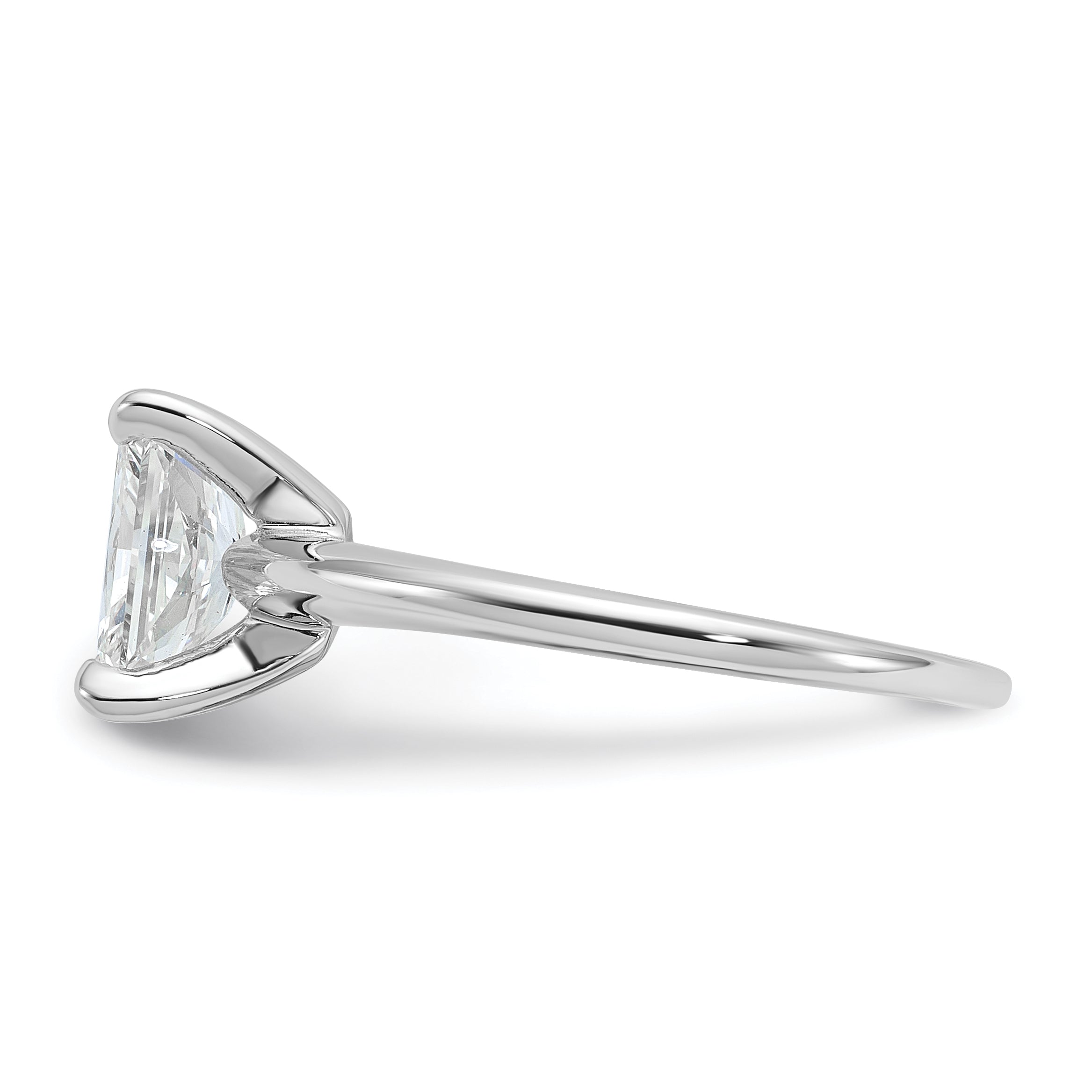 14k White Gold 1 1/2 carat Certified Lab Grown Diamond VS+ F+ Radiant Solitare Complete Engagement Ring