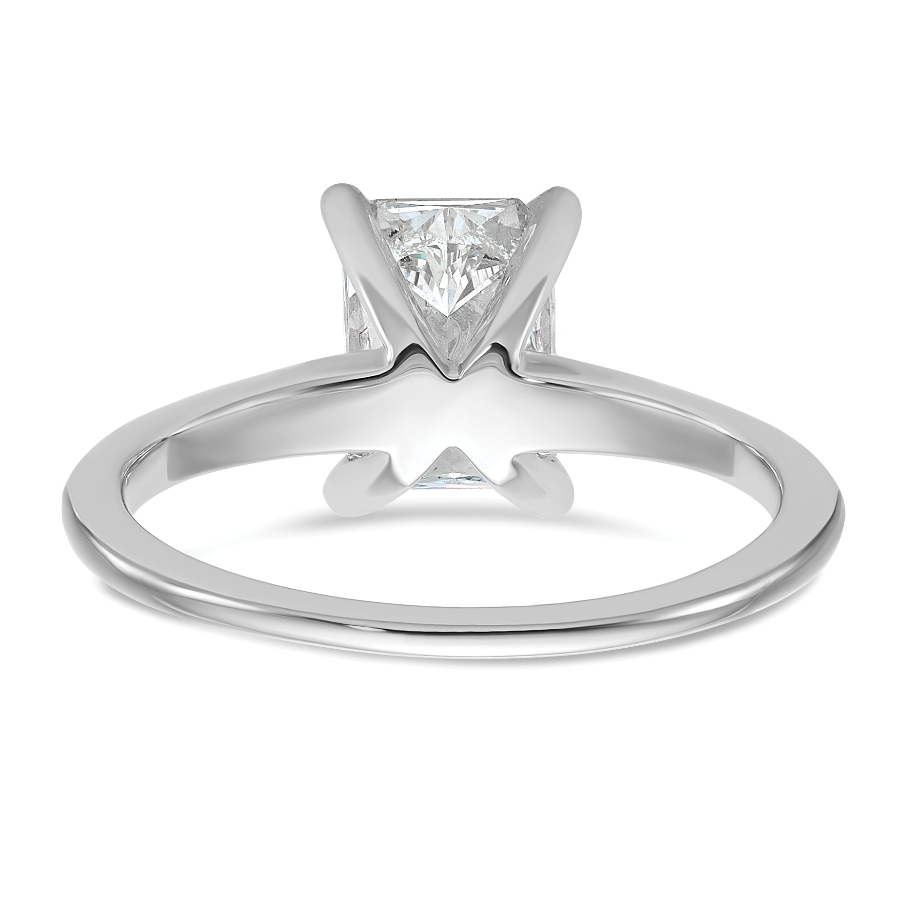 14k White Gold 1 1/2 carat Certified Lab Grown Diamond VS+ F+ Radiant Solitare Complete Engagement Ring