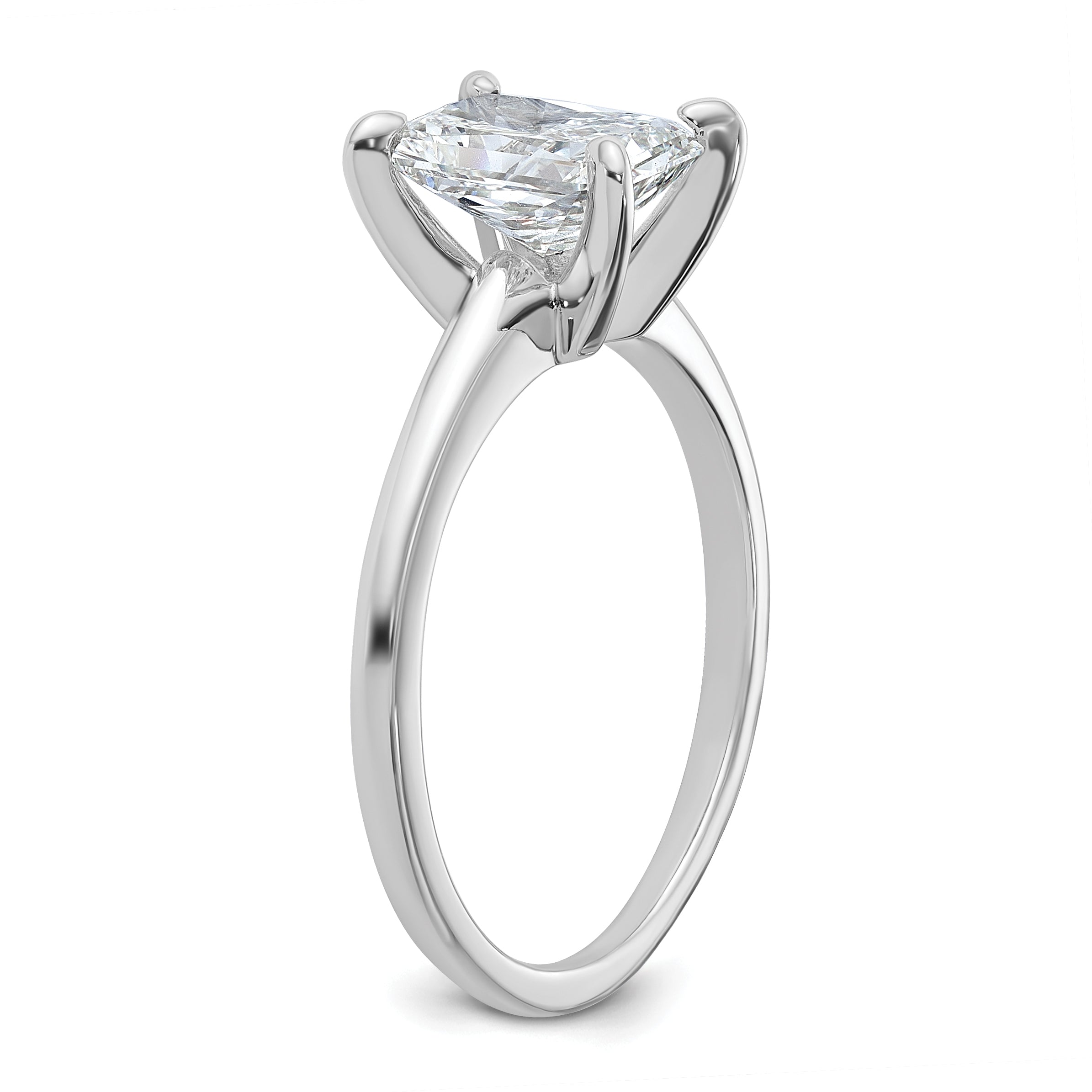 14k White Gold 1 1/2 carat Certified Lab Grown Diamond VS+ F+ Radiant Solitare Complete Engagement Ring