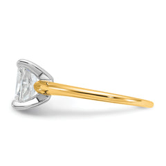 14k Two-tone 1 1/2 carat Certified Lab Grown Diamond VS+ F+ Radiant Solitare Complete Engagement Ring