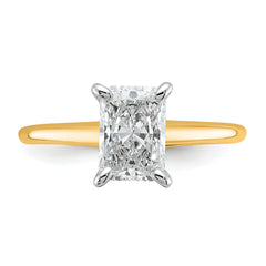 14k Two-tone 1 1/2 carat Certified Lab Grown Diamond VS+ F+ Radiant Solitare Complete Engagement Ring