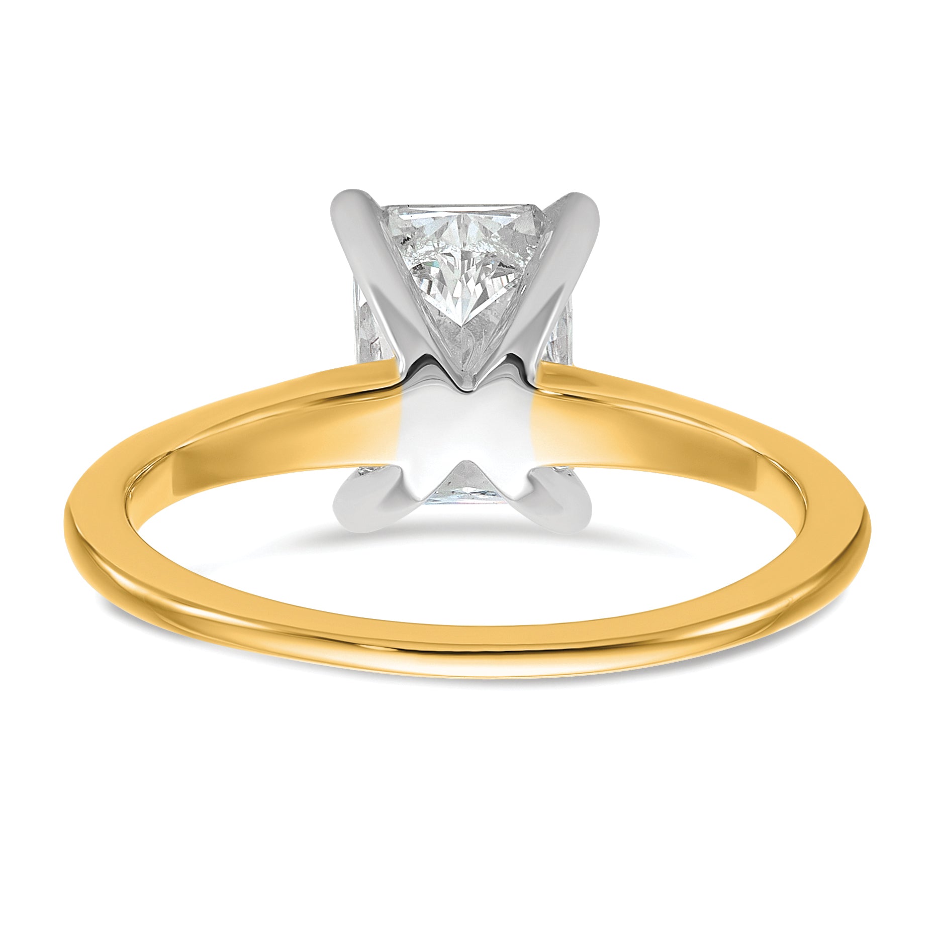 14k Two-tone 1 1/2 carat Certified Lab Grown Diamond VS+ F+ Radiant Solitare Complete Engagement Ring