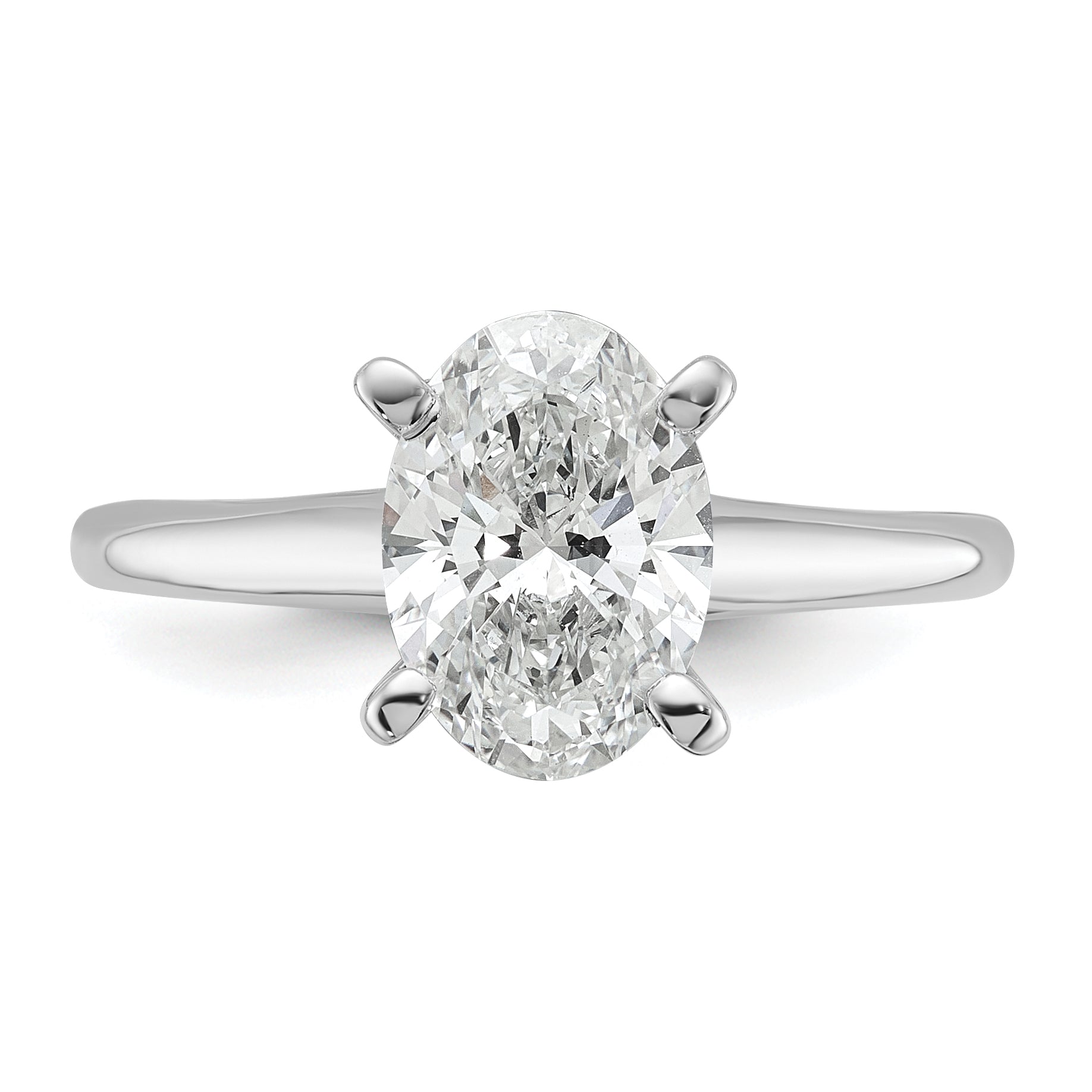 14k White Gold 1 3/4 carat Certified Lab Grown Diamond VS+ F+ Oval Complete Solitaire Engagement Ring