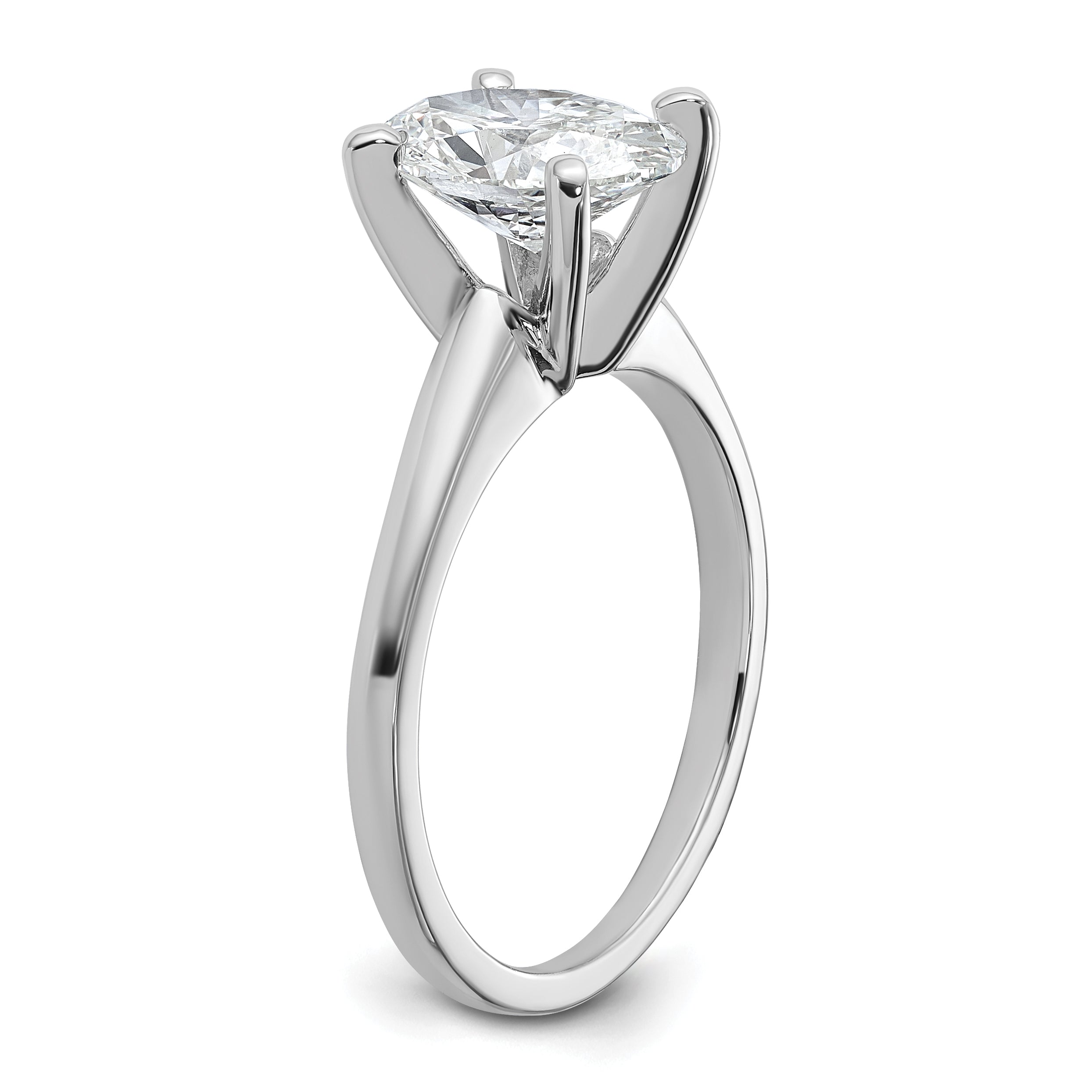 14k White Gold 1 3/4 carat Lab Grown Diamond VS+ F+ Oval Complete Solitaire Engagement Ring
