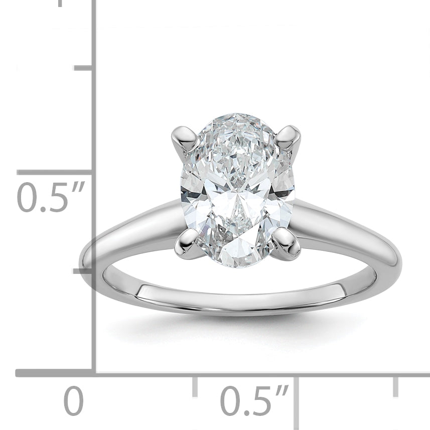 14k White Gold 1 3/4 carat Lab Grown Diamond VS+ F+ Oval Complete Solitaire Engagement Ring