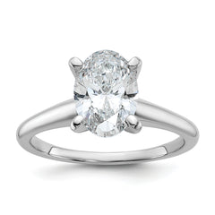 14k White Gold 1 3/4 carat Lab Grown Diamond VS+ F+ Oval Complete Solitaire Engagement Ring