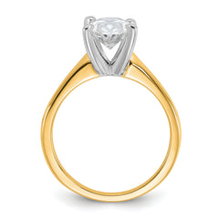 14k Two-Tone 1 3/4 carat Lab Grown Diamond VS+ F+ Oval Complete Solitaire Engagement Ring