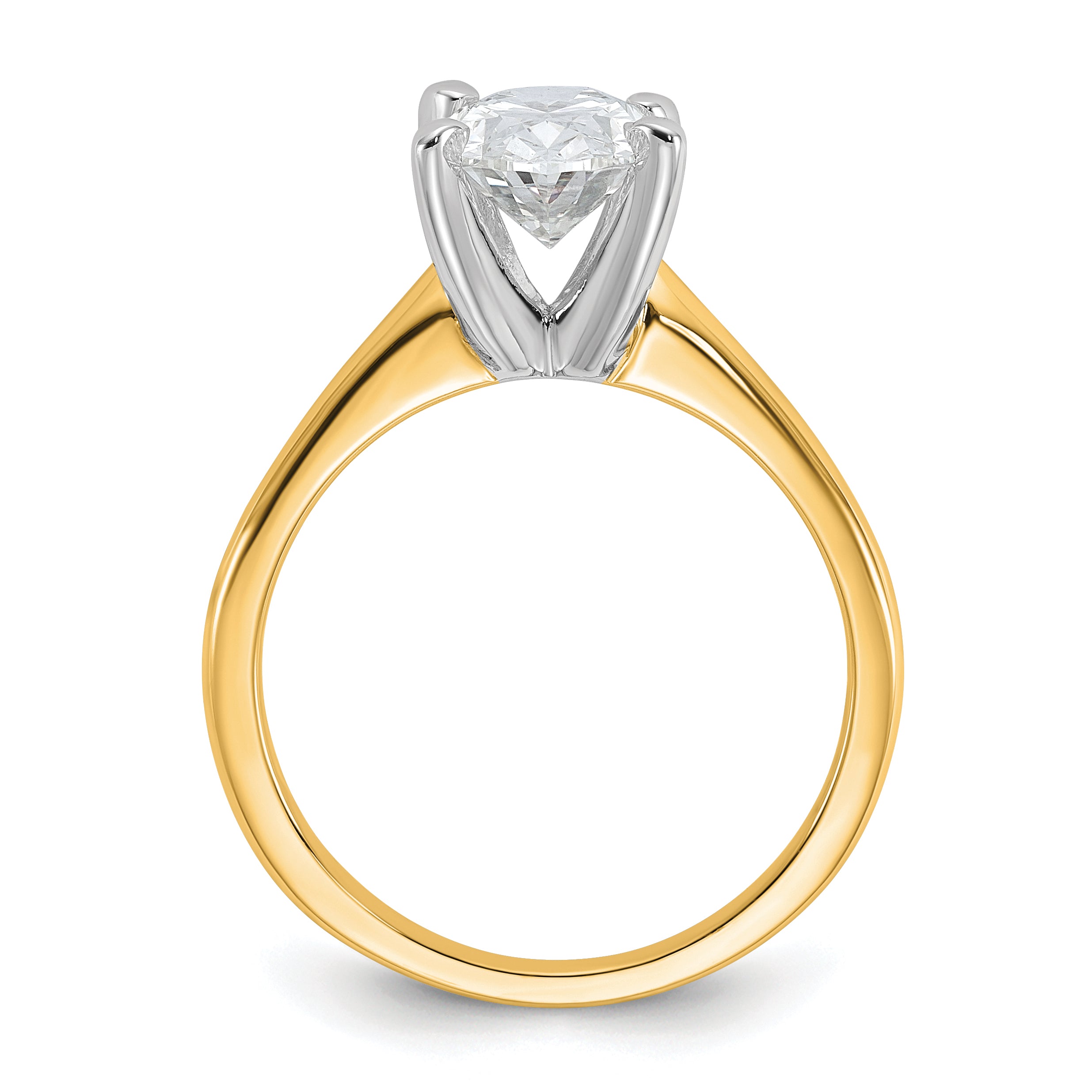 14k Two-Tone 1 3/4 carat Certified Lab Grown Diamond VS+ F+ Oval Complete Solitaire Engagement Ring