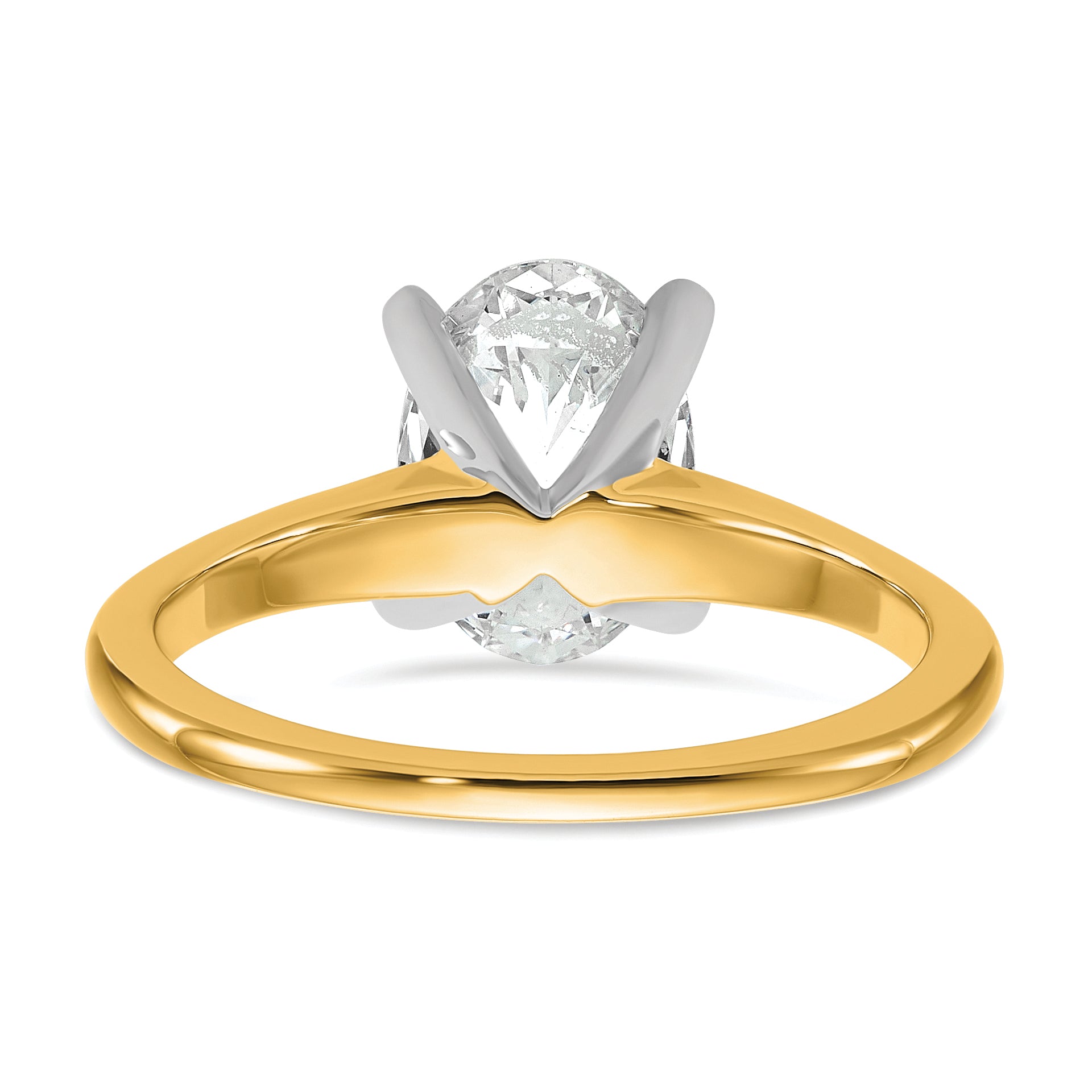 14k Two-Tone 1 3/4 carat Certified Lab Grown Diamond VS+ F+ Oval Complete Solitaire Engagement Ring