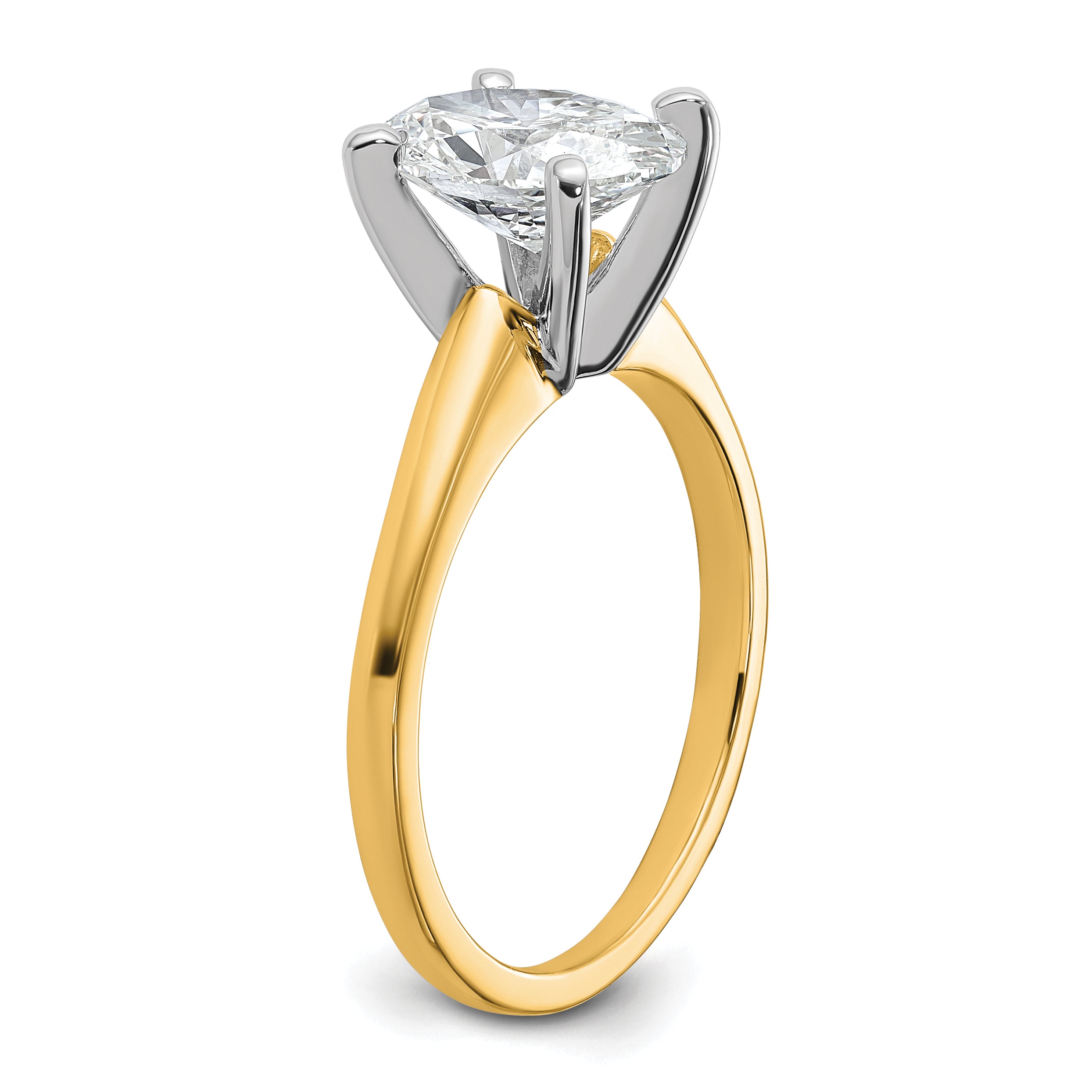 14k Two-Tone 1 3/4 carat Certified Lab Grown Diamond VS+ F+ Oval Complete Solitaire Engagement Ring