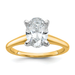 14k Two-Tone 1 3/4 carat Certified Lab Grown Diamond VS+ F+ Oval Complete Solitaire Engagement Ring
