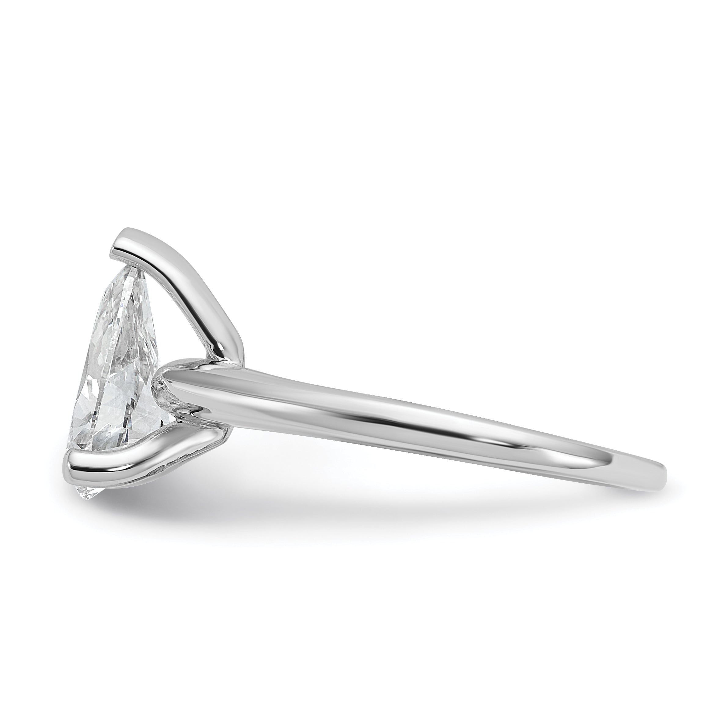 14k White Gold 1 3/4 carat Lab Grown Diamond VS/SI+ G+ Pear Solitare Complete Engagement Ring