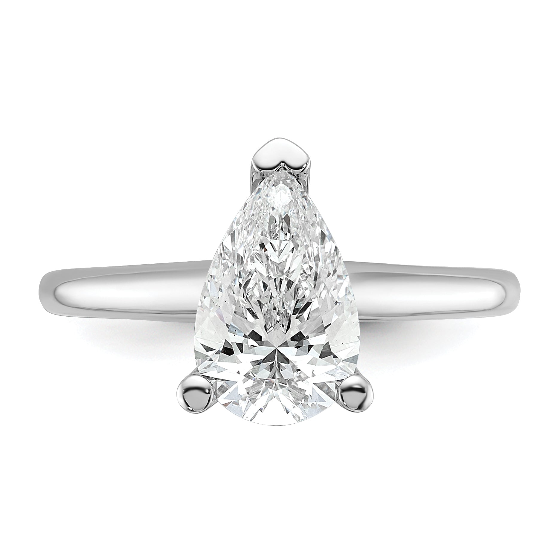 14k White Gold 1 3/4 carat Certified Lab Grown Diamond VS+ F+ Pear Solitare Complete Engagement Ring