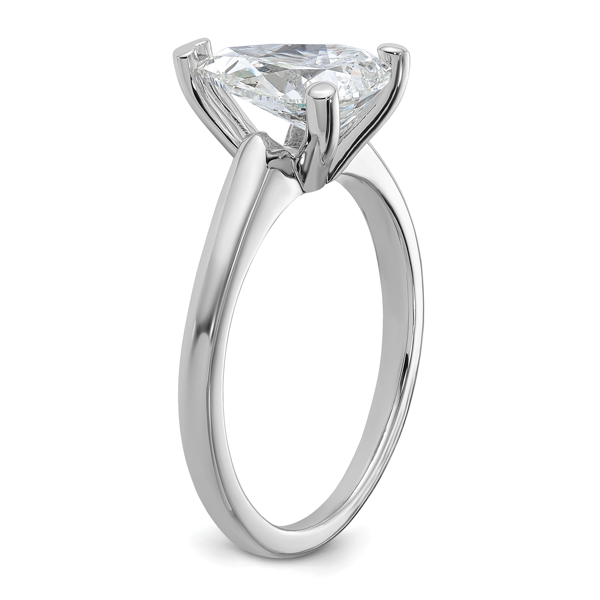 14k White Gold 1 3/4 carat Lab Grown Diamond VS/SI+ G+ Pear Solitare Complete Engagement Ring