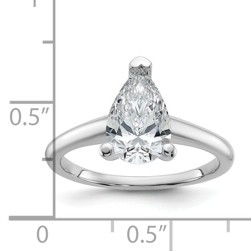 14k White Gold 1 3/4 carat Lab Grown Diamond VS/SI+ G+ Pear Solitare Complete Engagement Ring