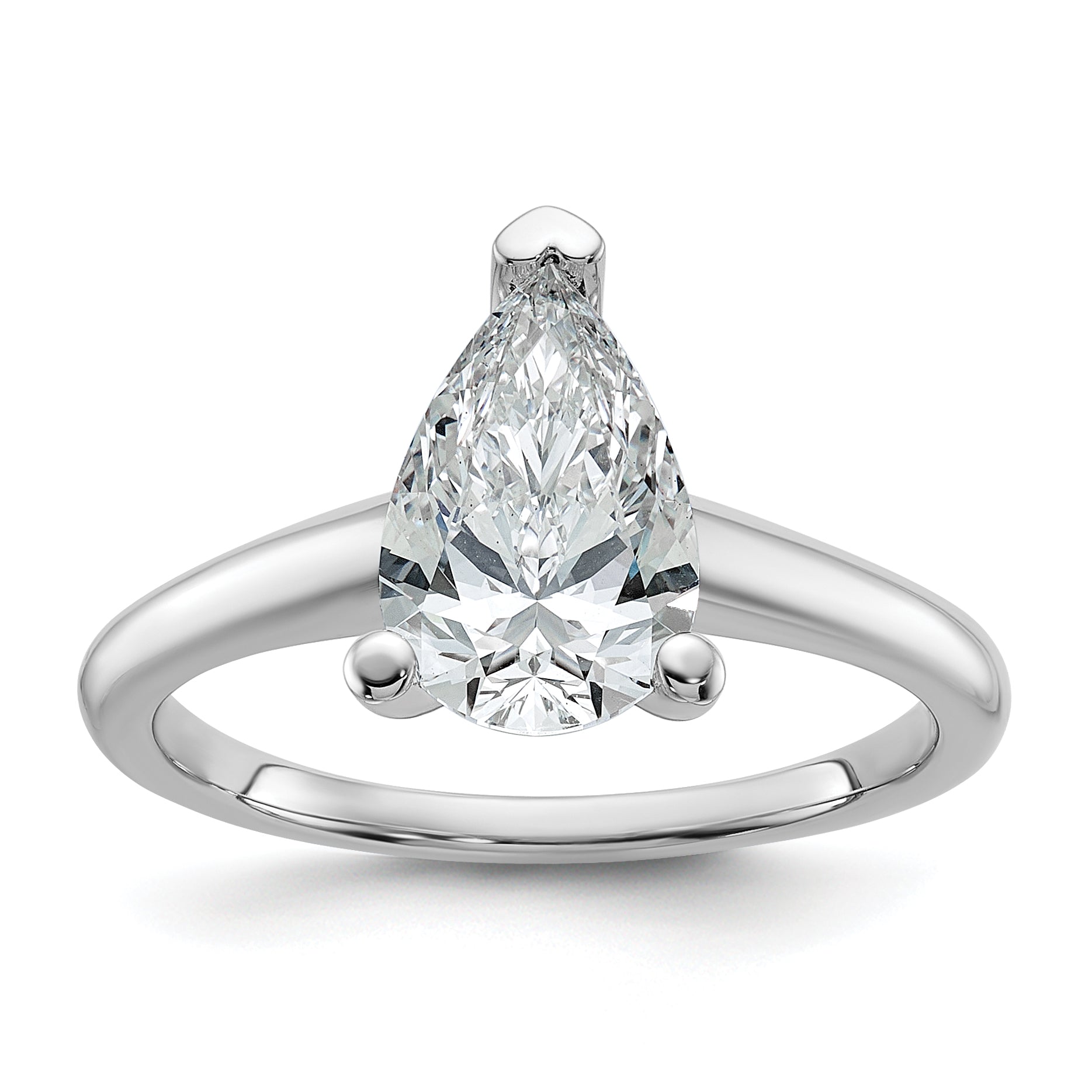 14k White Gold 1 3/4 carat Lab Grown Diamond VS/SI+ G+ Pear Solitare Complete Engagement Ring