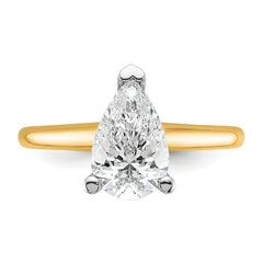 14k Two-tone 1 3/4 carat Lab Grown Diamond VS+ F+ Pear Solitare Complete Engagement Ring