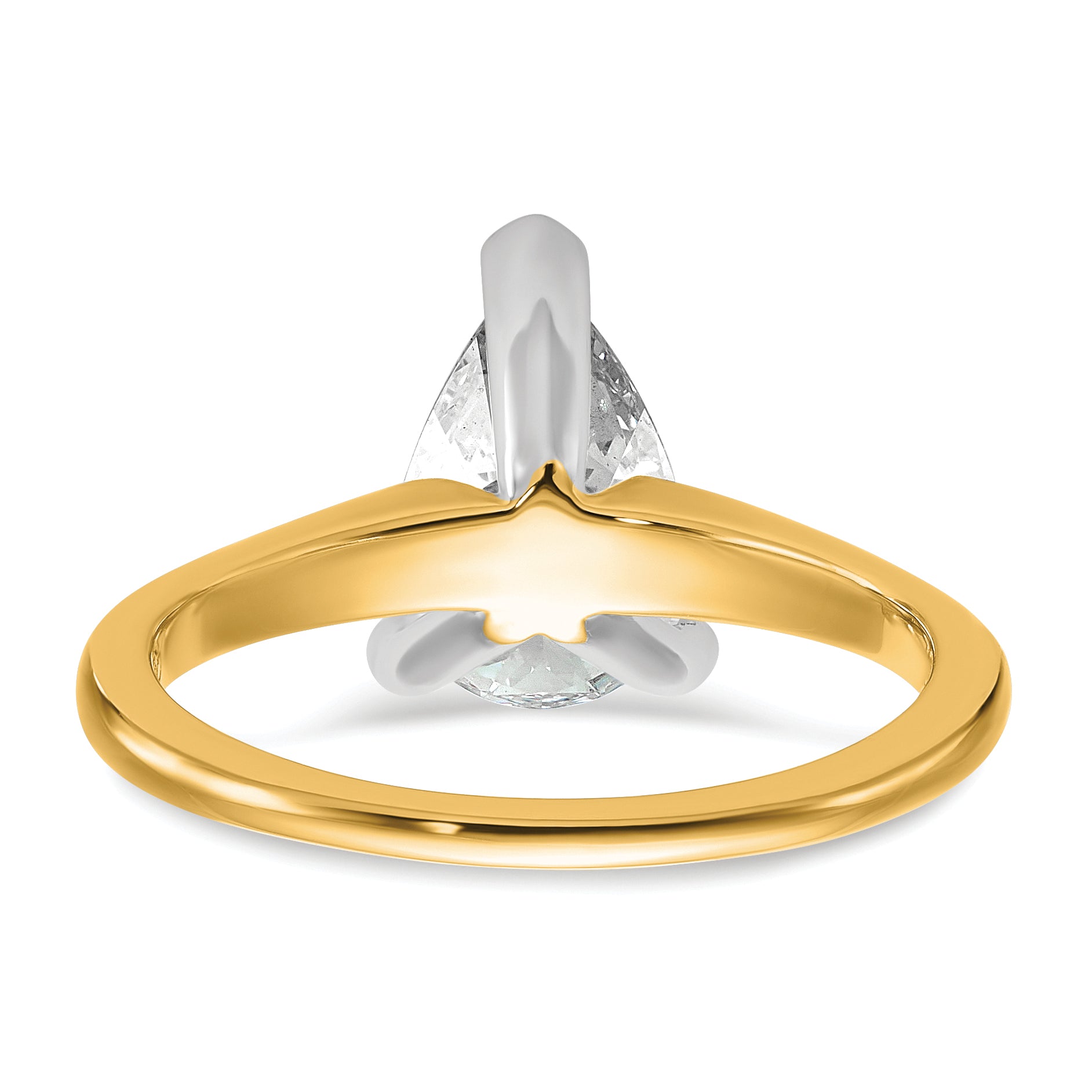 14k Two-tone 1 3/4 carat Lab Grown Diamond VS+ F+ Pear Solitare Complete Engagement Ring