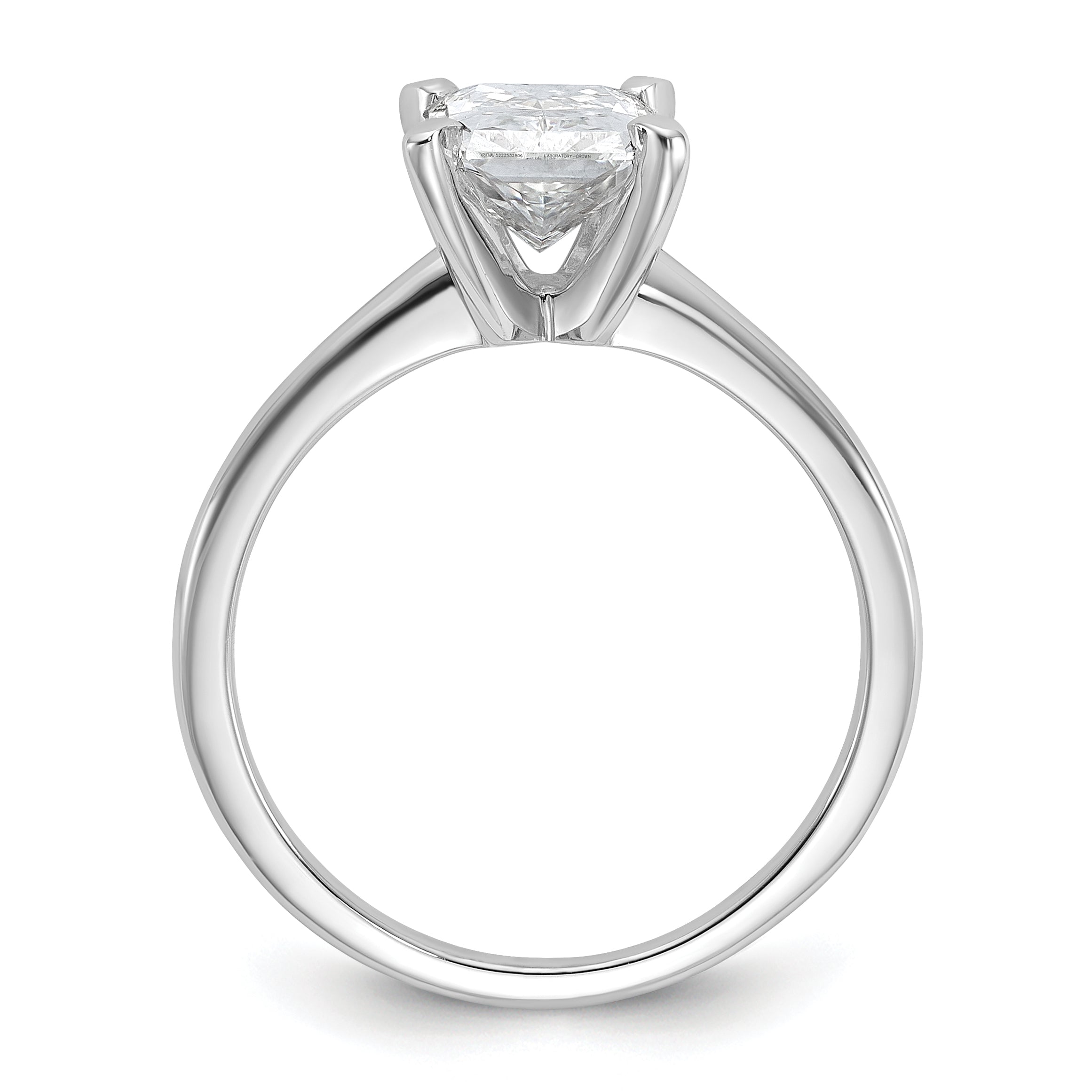 14k White Gold 1 3/4 carat Lab Grown Diamond VS/SI+ G+ Radiant Solitare Complete Engagement Ring