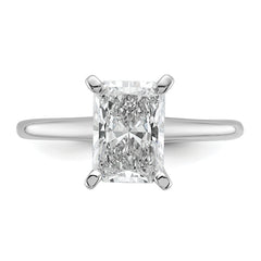 14k White Gold 1 3/4 carat Certified Lab Grown Diamond VS+ F+ Radiant Solitare Complete Engagement Ring