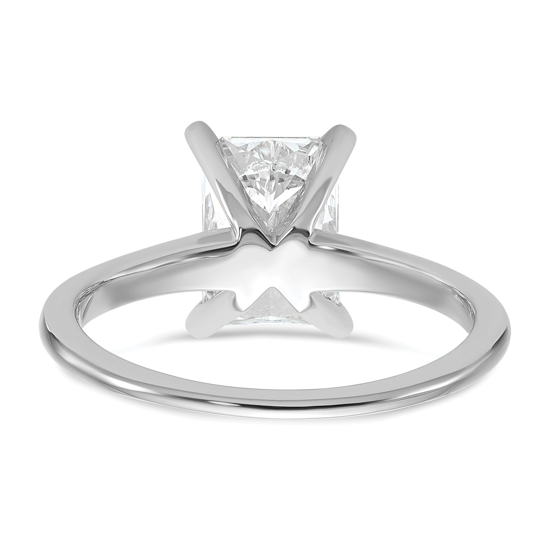 14k White Gold 1 3/4 carat Lab Grown Diamond VS+ F+ Radiant Solitare Complete Engagement Ring