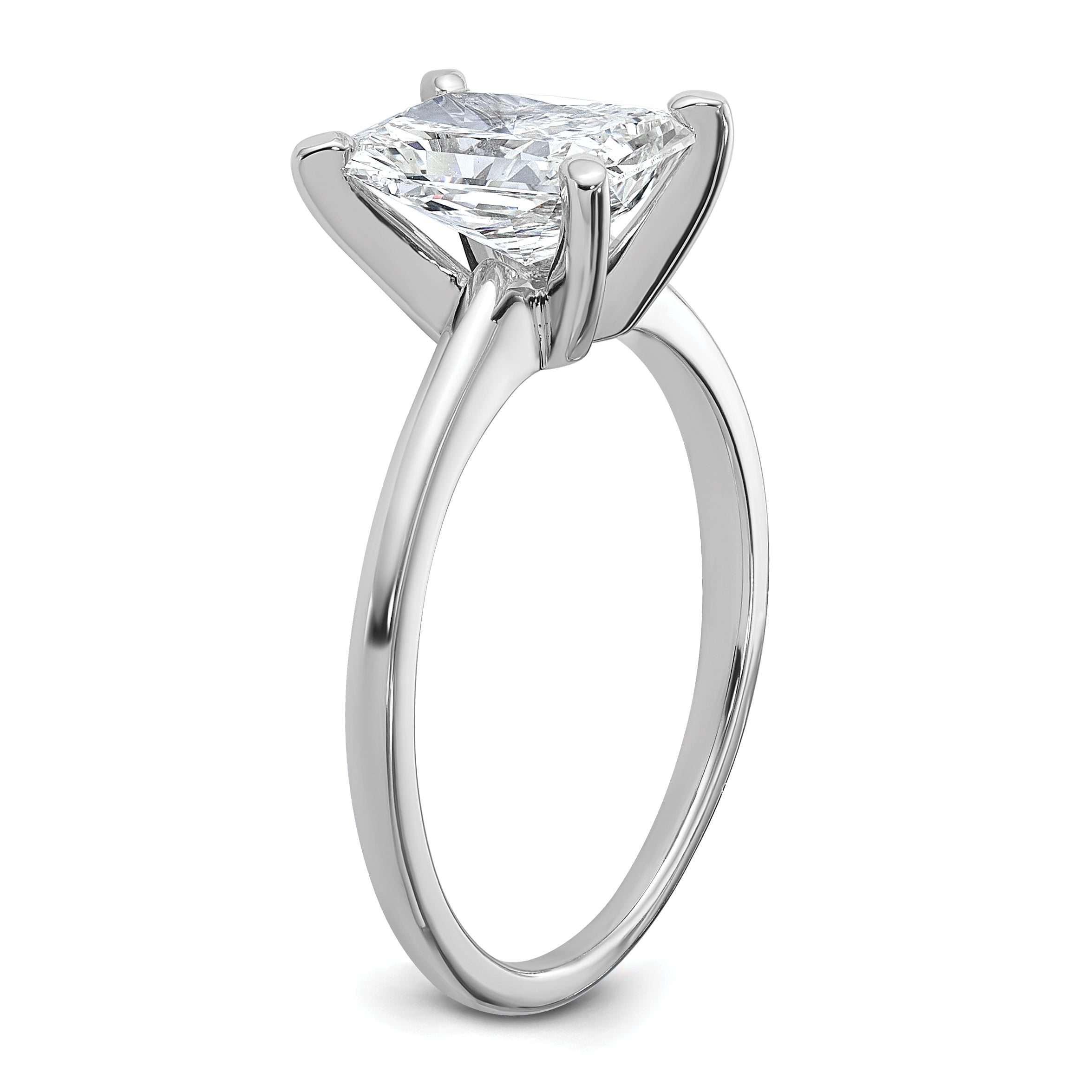 14k White Gold 1 3/4 carat Certified Lab Grown Diamond VS+ F+ Radiant Solitare Complete Engagement Ring