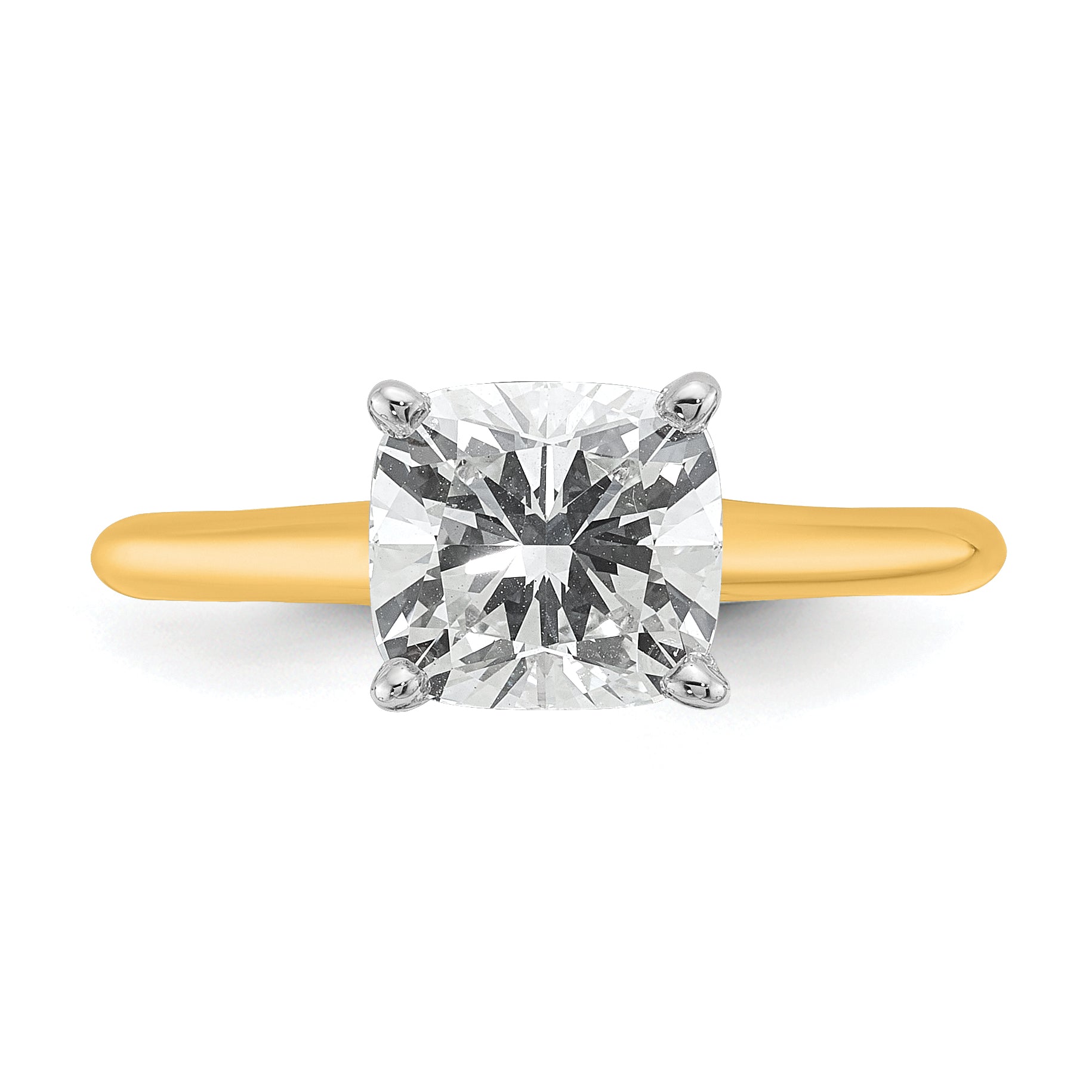 14k White Gold 1 1/2 carat Certified Lab Grown Diamond VS+ F+ Cushion Complete Solitare Engagement Ring