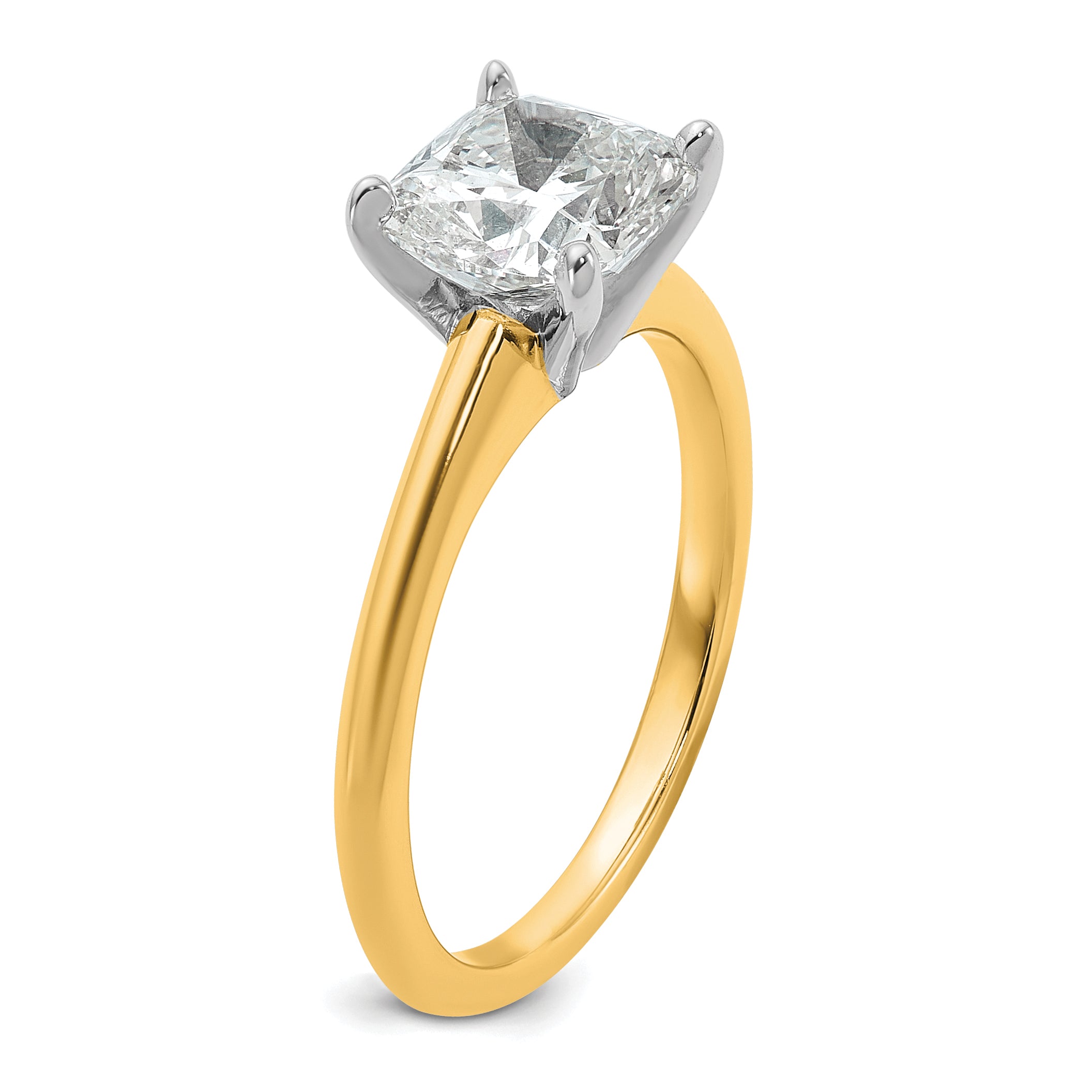 14k White Gold 1 1/2 carat Certified Lab Grown Diamond VS+ F+ Cushion Complete Solitare Engagement Ring