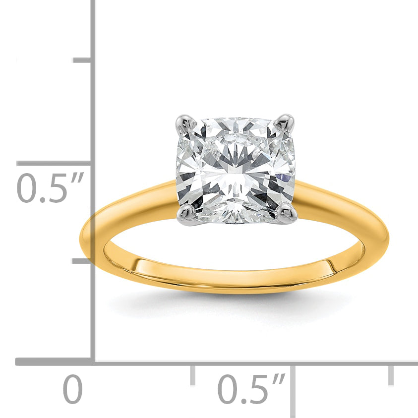 14k White Gold 1 1/2 carat Certified Lab Grown Diamond VS+ F+ Cushion Complete Solitare Engagement Ring