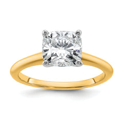 14k White Gold 1 1/2 carat Certified Lab Grown Diamond VS+ F+ Cushion Complete Solitare Engagement Ring