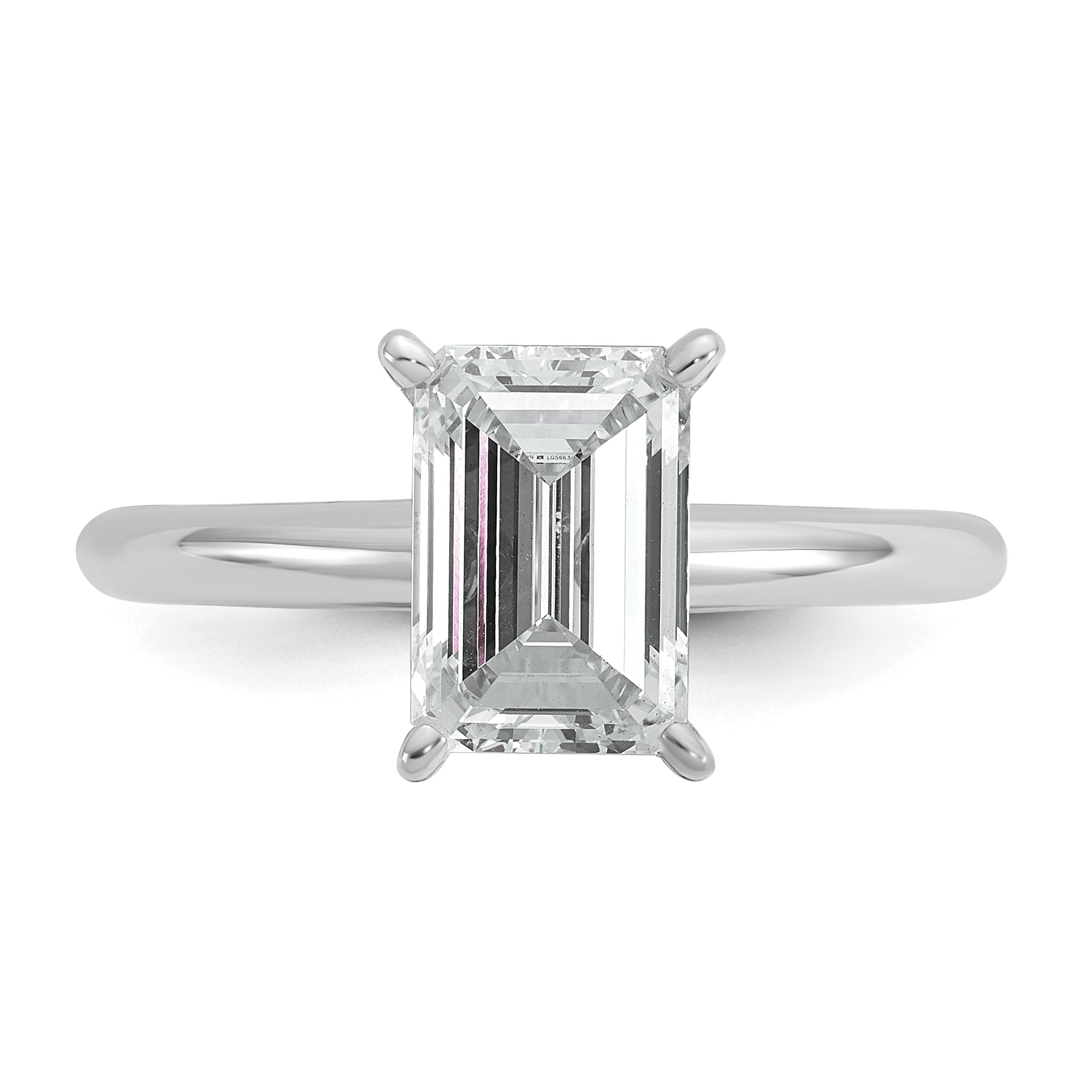 14k White Gold 2 carat Certified Lab Grown Diamond VS+ F+ Emerald Solitare Complete Engagement Ring
