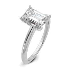 14k White Gold 2 carat Certified Lab Grown Diamond VS+ F+ Emerald Solitare Complete Engagement Ring