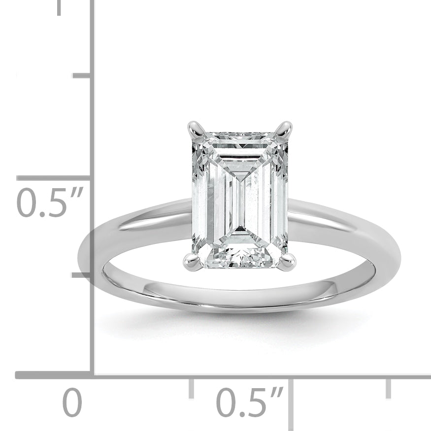 14k White Gold 2 carat Certified Lab Grown Diamond VS+ F+ Emerald Solitare Complete Engagement Ring