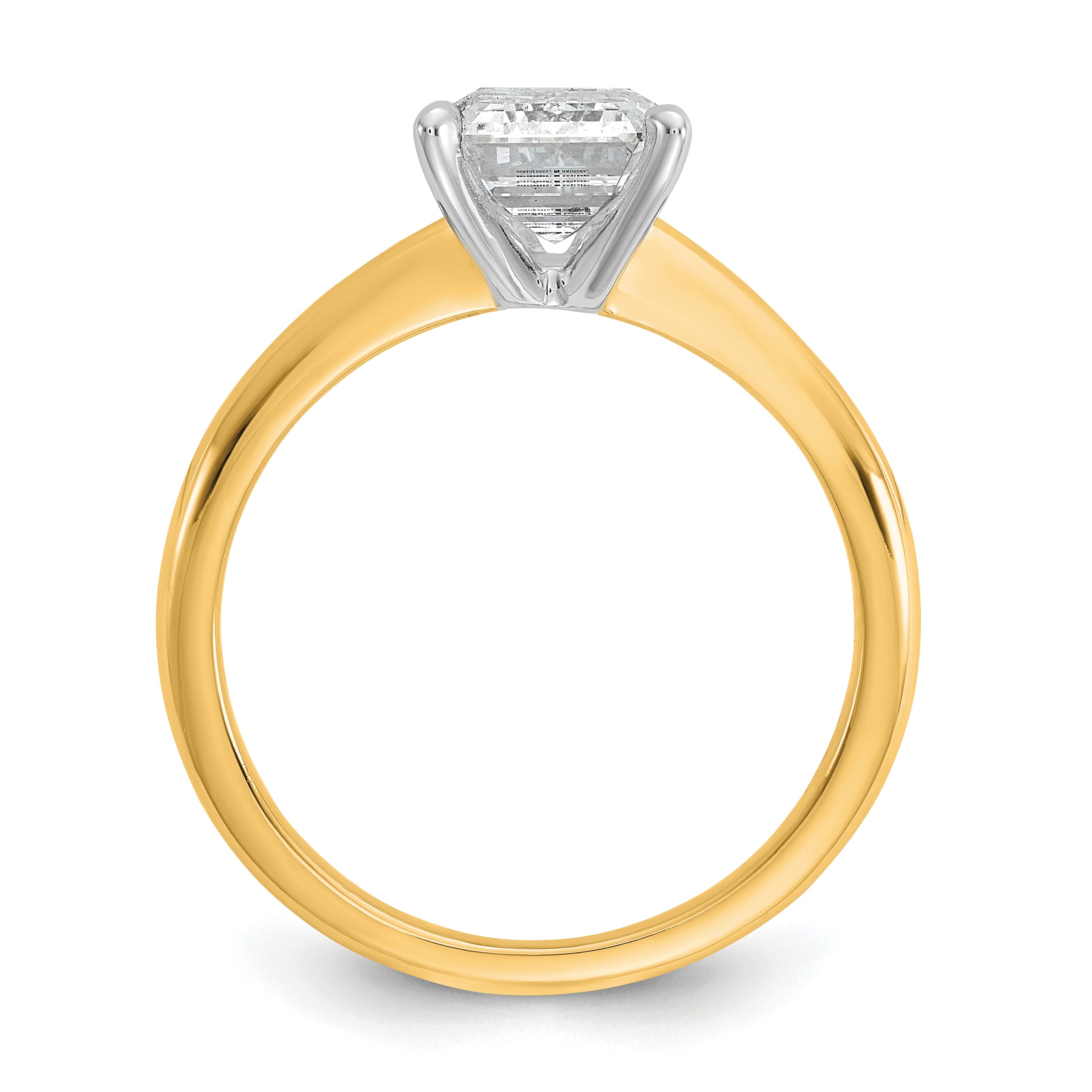 14k Two-tone 2 carat Certified Lab Grown Diamond VS+ F+ Emerald Solitare Complete Engagement Ring
