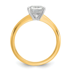 14k Two-tone 2 carat Certified Lab Grown Diamond VS+ F+ Emerald Solitare Complete Engagement Ring