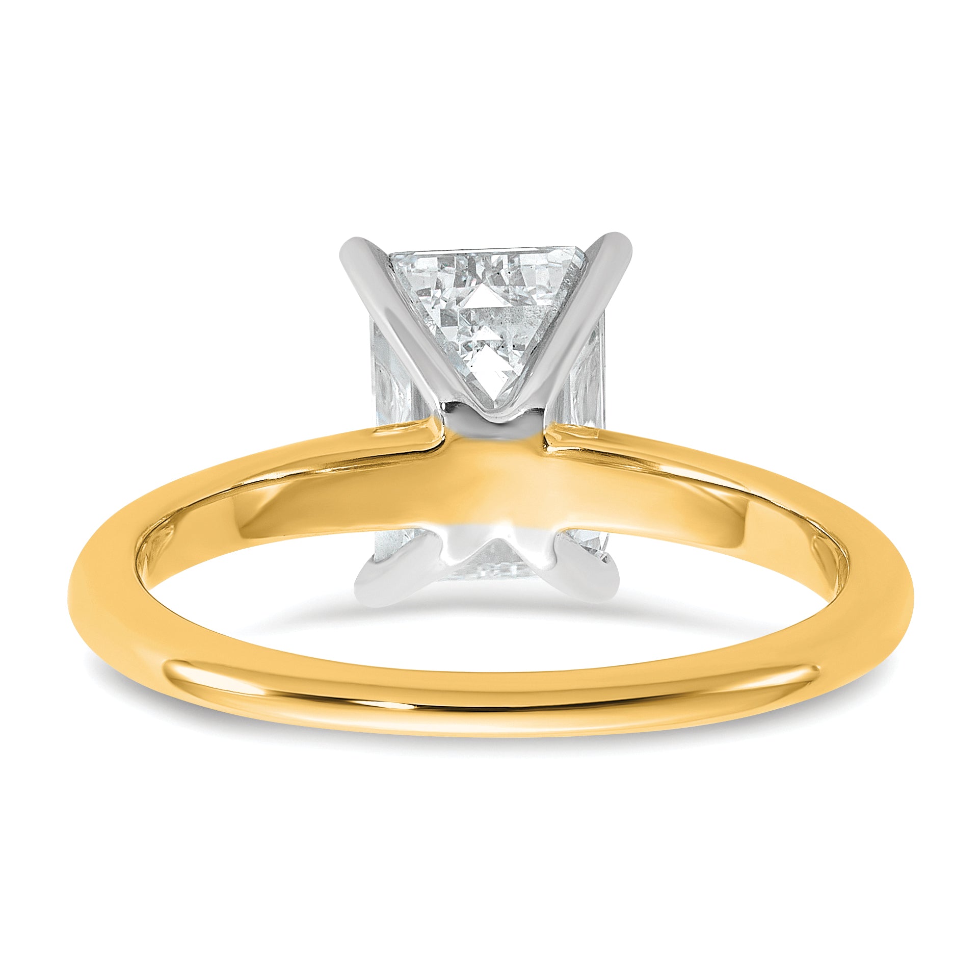 14k Two-tone 2 carat Lab Grown Diamond VS+ F+ Emerald Solitare Complete Engagement Ring